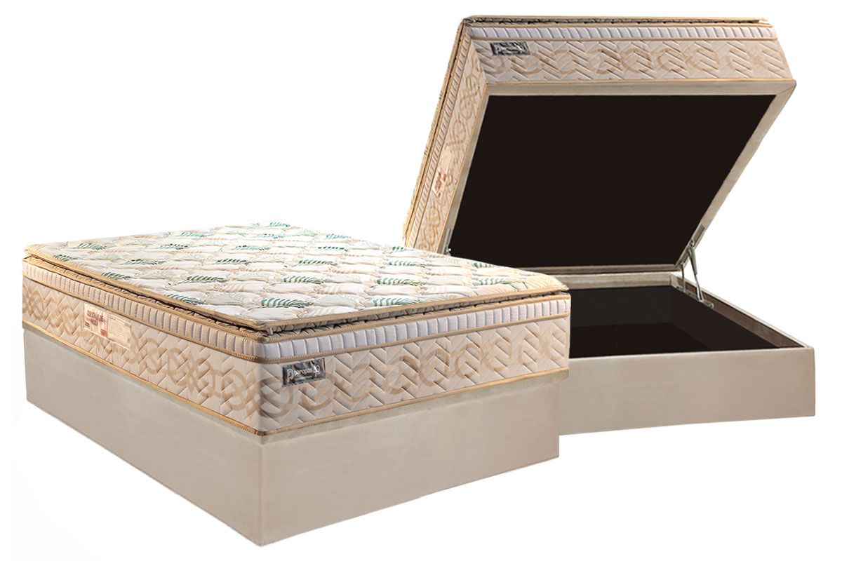 Cama Box Baú CRC +Colchão Molas Eco Bamboo Paropas