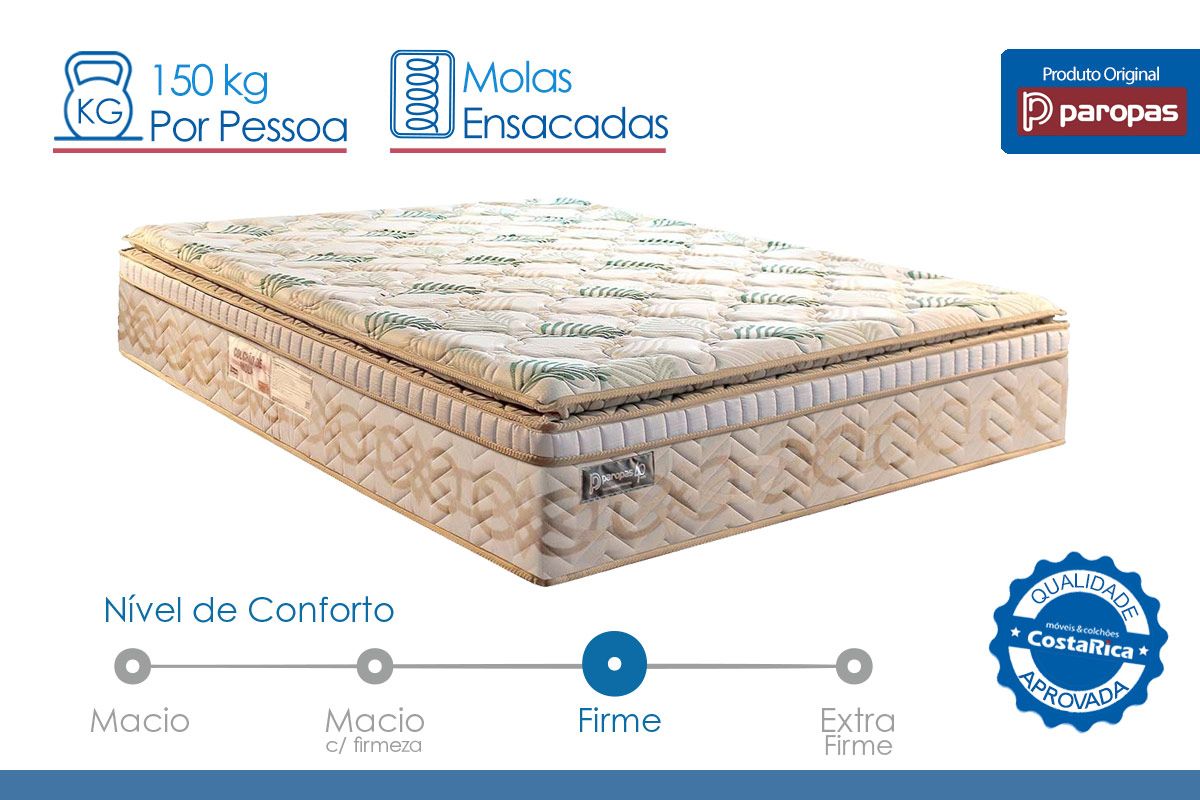 Cama Box Baú CRC +Colchão Molas Eco Bamboo Paropas