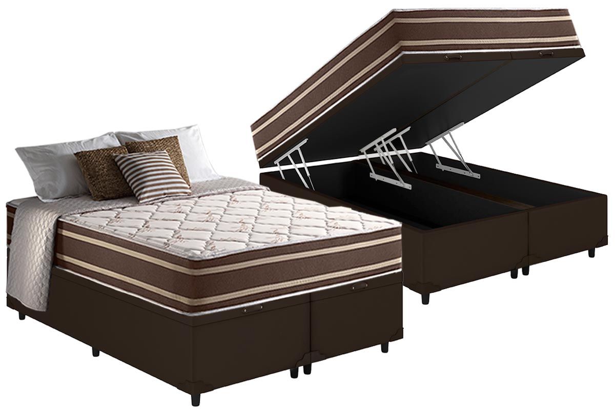 Cama Box Baú CRC +Colchão Molas Duo Sono Anjos