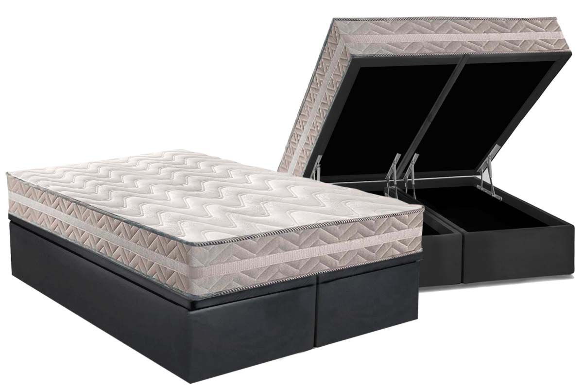 Cama Box Baú CRC +Colchão Ortopédico Master Paropas