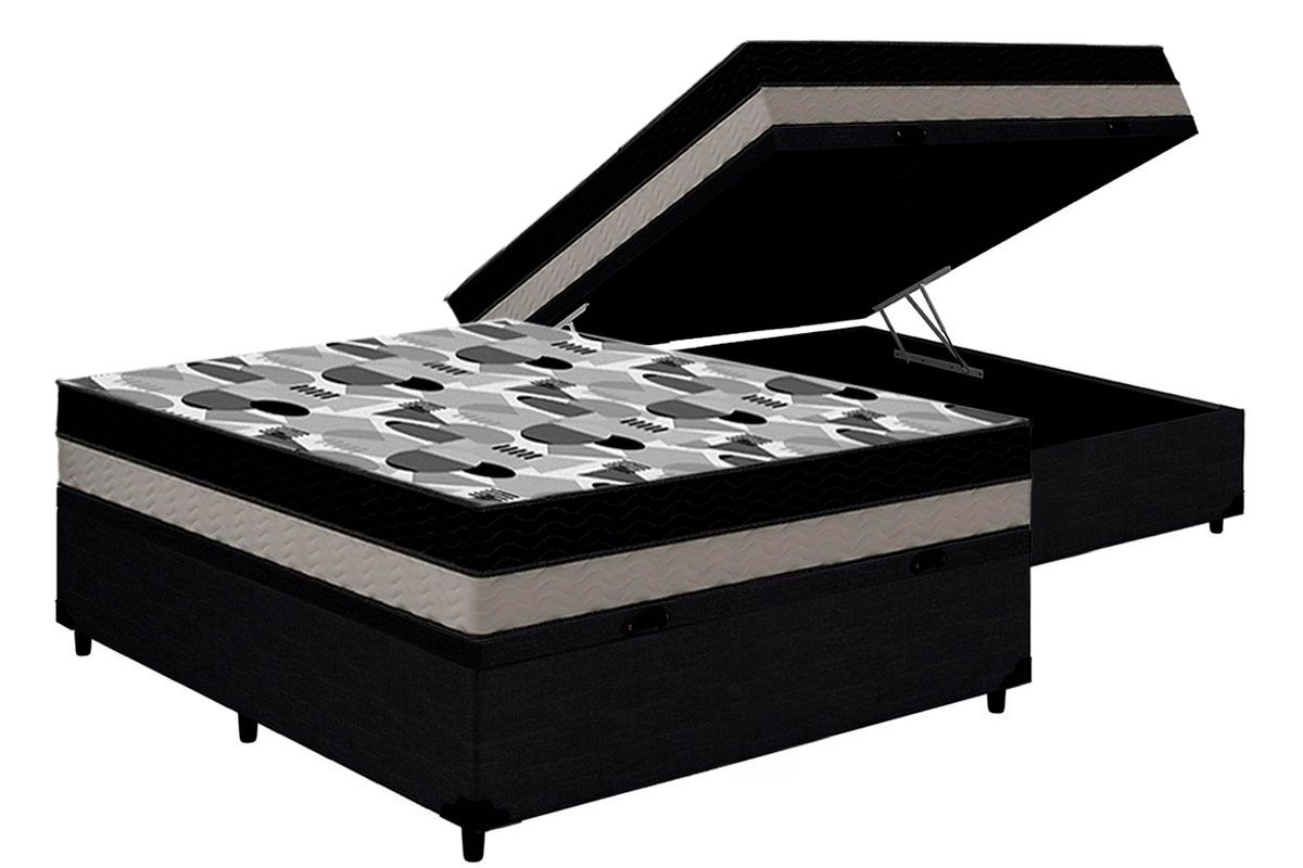 Cama Box Baú CRC +Colchão Ortopédico ISO100 Ortobom