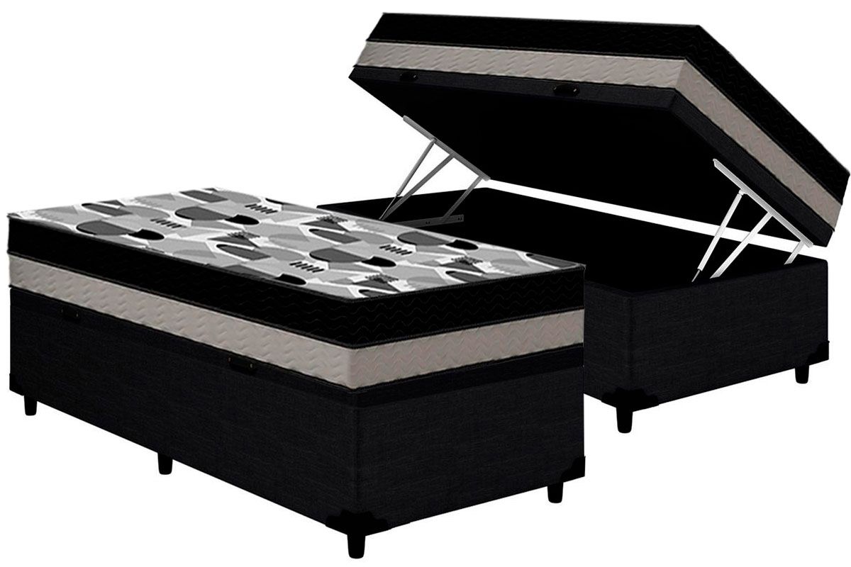 Cama Box Baú CRC +Colchão Ortopédico ISO100 Ortobom