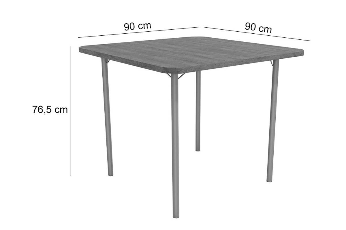 Sala de Jantar Completa Sena Aço c/ Tampo Madeirado 90x90cm e 4 Cadeiras Noruega - Kappesberg