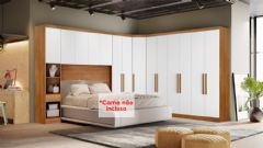 Modulado de Quarto Rizon 5 Peças (1 Armário Ponte + 1 Closet + 2 Guarda Roupas + 1 Complemento) QC203 Novo Horizonte