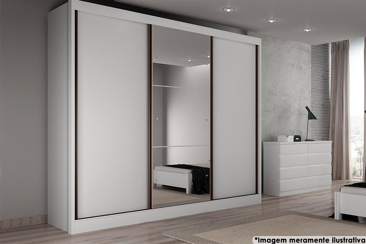 Guarda Roupa Casal 3 Portas Correr c/Esp 6Gavs Natus N. HorizonteNeve