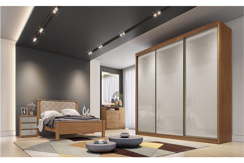 Guarda Roupa Casal 3 Portas Correr 4Gavs Diamond N. Horizonte Guarda Roupa Casal 3 Portas Correr 4Gavs Diamond N. Horizonte