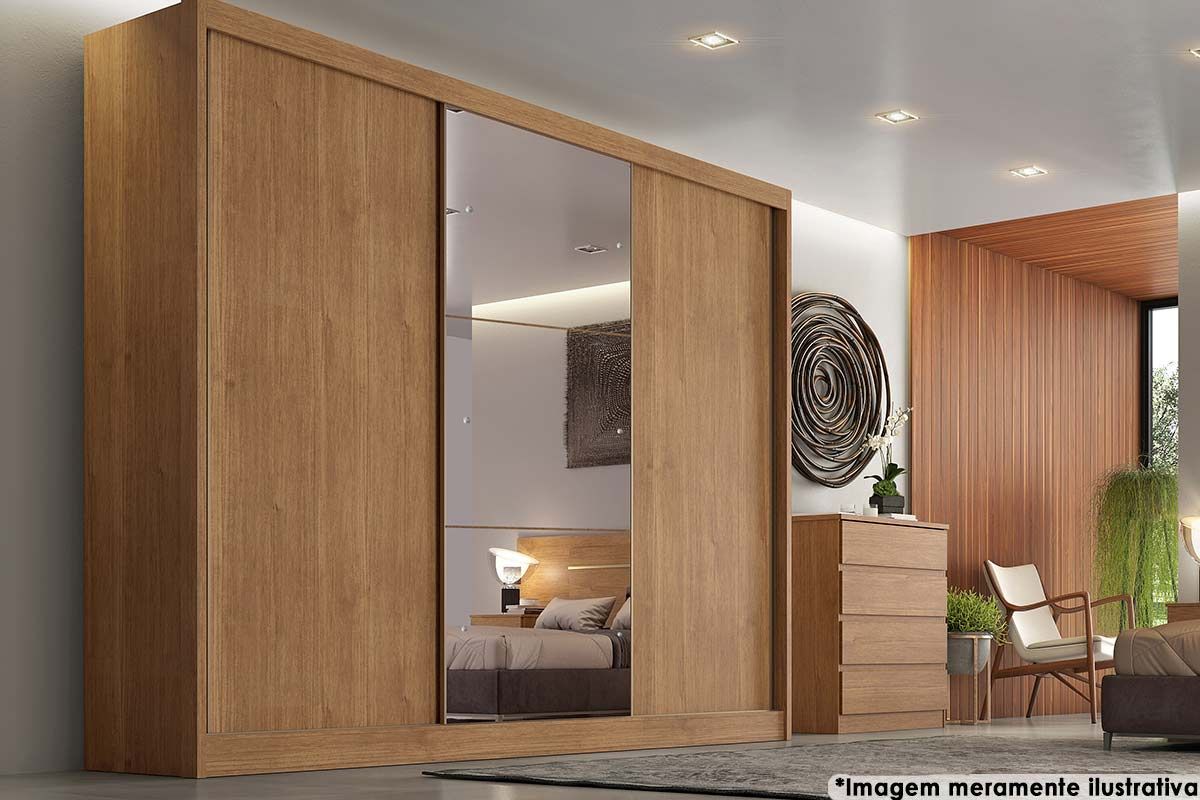 Guarda Roupa Casal 3 Portas Correr c/Esp 6Gavs Natus N. HorizonteCumaru