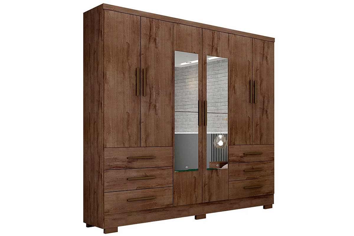 Guarda Roupa Solteiro 6 Portas c/Esp 6Gavs e Pés Encant N. Horizonte