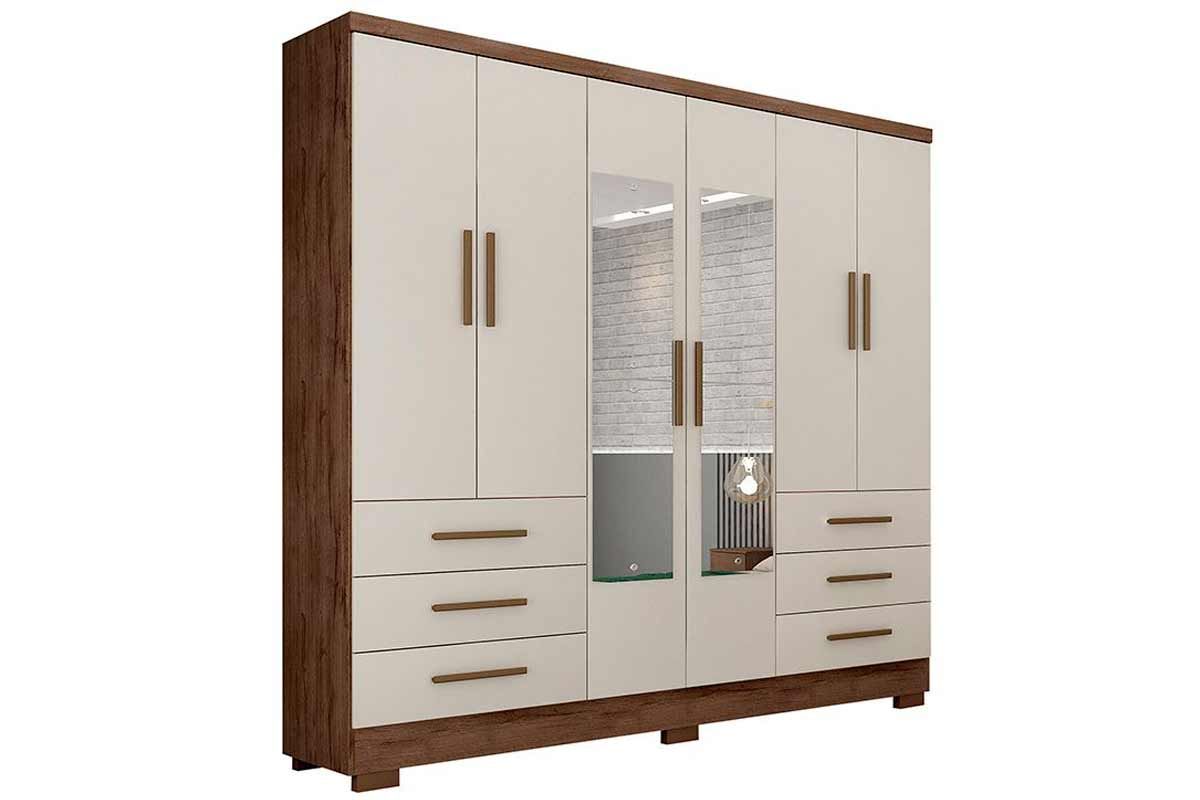 Guarda Roupa Solteiro 6 Portas c/Esp 6Gavs e Pés Encant N. Horizonte