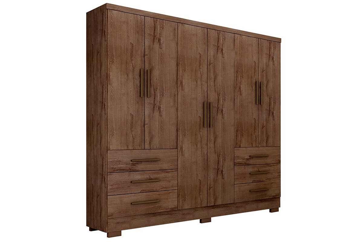 Guarda Roupa Solteiro 6 Portas 6Gavs e Pés Encant N. Horizonte Guarda Roupa Solteiro 6 Portas 6Gavs e Pés Encant N. Horizonte