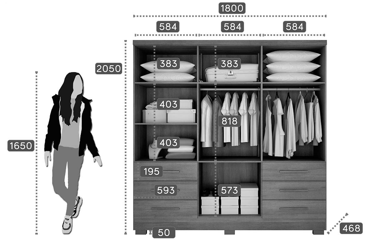 Guarda Roupa Solteiro 6 Portas 6Gavs e Pés Encant N. Horizonte Guarda Roupa Solteiro 6 Portas 6Gavs e Pés Encant N. Horizonte