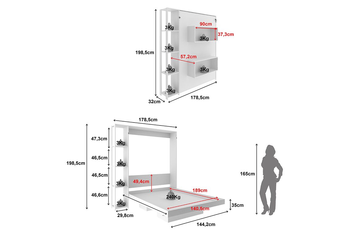 Cama Dobrável Multifuncional Articulada CM8014 - Tecno Mobili