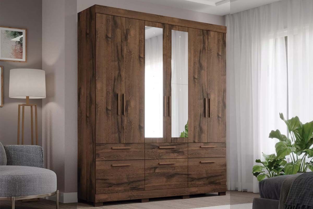 Guarda Roupa Casal 6 Portas (2 c/Espelho) e 5 Gavetas Porto Panan Guarda Roupa Casal 6 Portas (2 c/Espelho) e 5 Gavetas Porto Panan
