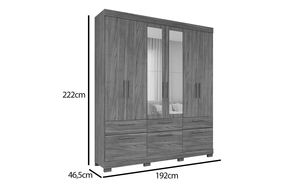 Guarda Roupa Casal 6 Portas (2 c/Espelho) e 5 Gavetas Porto Panan Guarda Roupa Casal 6 Portas (2 c/Espelho) e 5 Gavetas Porto Panan