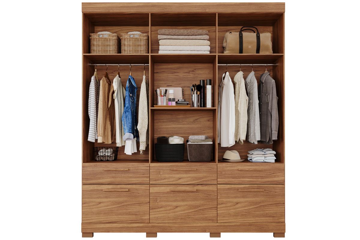 Guarda Roupa Casal 6 Portas (2 c/Espelho) e 5 Gavetas Porto Panan Guarda Roupa Casal 6 Portas (2 c/Espelho) e 5 Gavetas Porto Panan