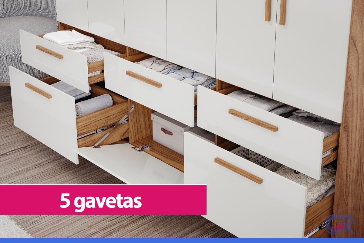 Guarda Roupa Casal 6 Portas (2 c/Espelho) e 5 Gavetas Porto Panan Guarda Roupa Casal 6 Portas (2 c/Espelho) e 5 Gavetas Porto Panan