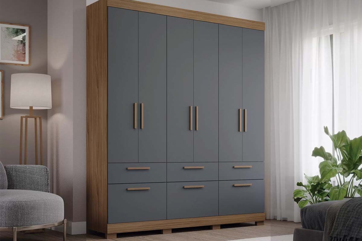 Guarda Roupa Casal 6 Portas e 5 Gavetas Porto Panan