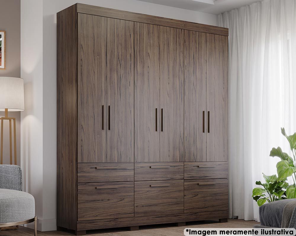 Guarda Roupa Casal 6 Portas e 5 Gavetas Porto Panan
