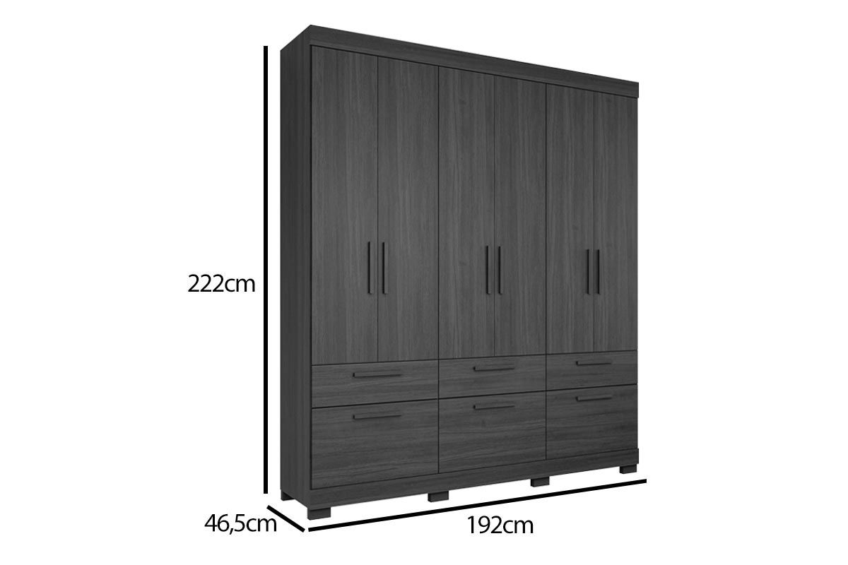 Guarda Roupa Casal 6 Portas e 5 Gavetas Porto Panan