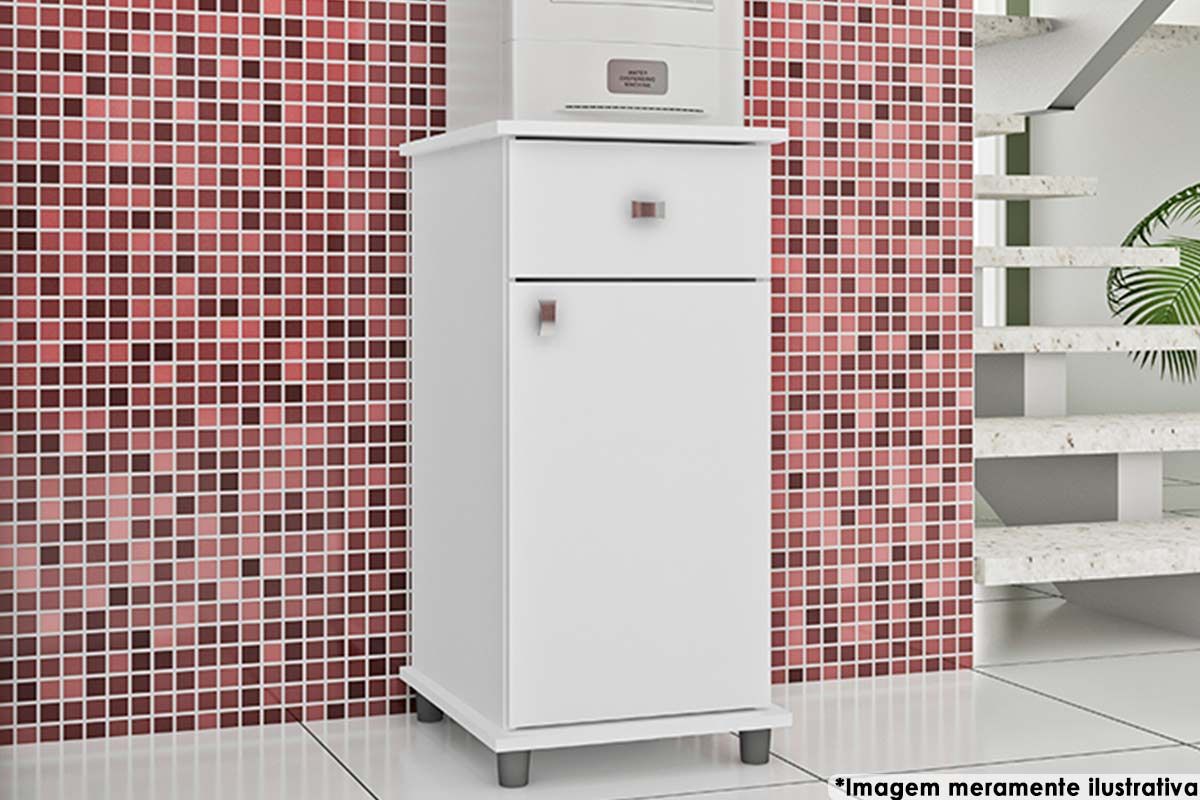 Balcão Multiuso Cozinha Movelbento ASM153 c/1 Porta e 1 Gaveta 36cmBranco Balcão Multiuso Cozinha Movelbento ASM153 c/1 Porta e 1 Gaveta 36cmBranco
