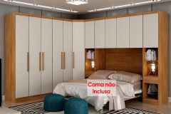 Modulado de Quarto Rizon 7 Peças (1 Armário Ponte + 1 Closet + 3 Guarda Roupas + 2 Complementos) QC211 Novo Horizonte