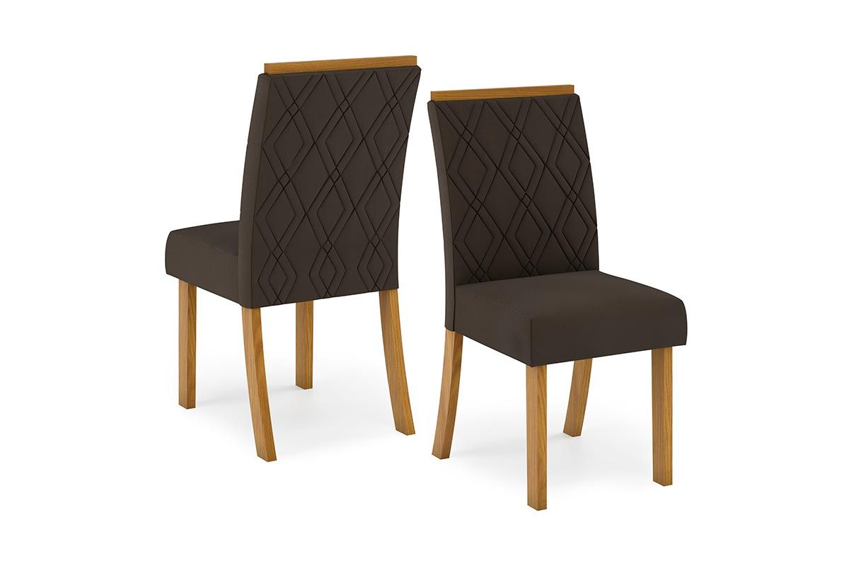 Sala de Jantar Completa Solus Tampo Madeirado c/ Vidro Canto Reto 160x90cm e 6 Cadeiras Vita - Henn