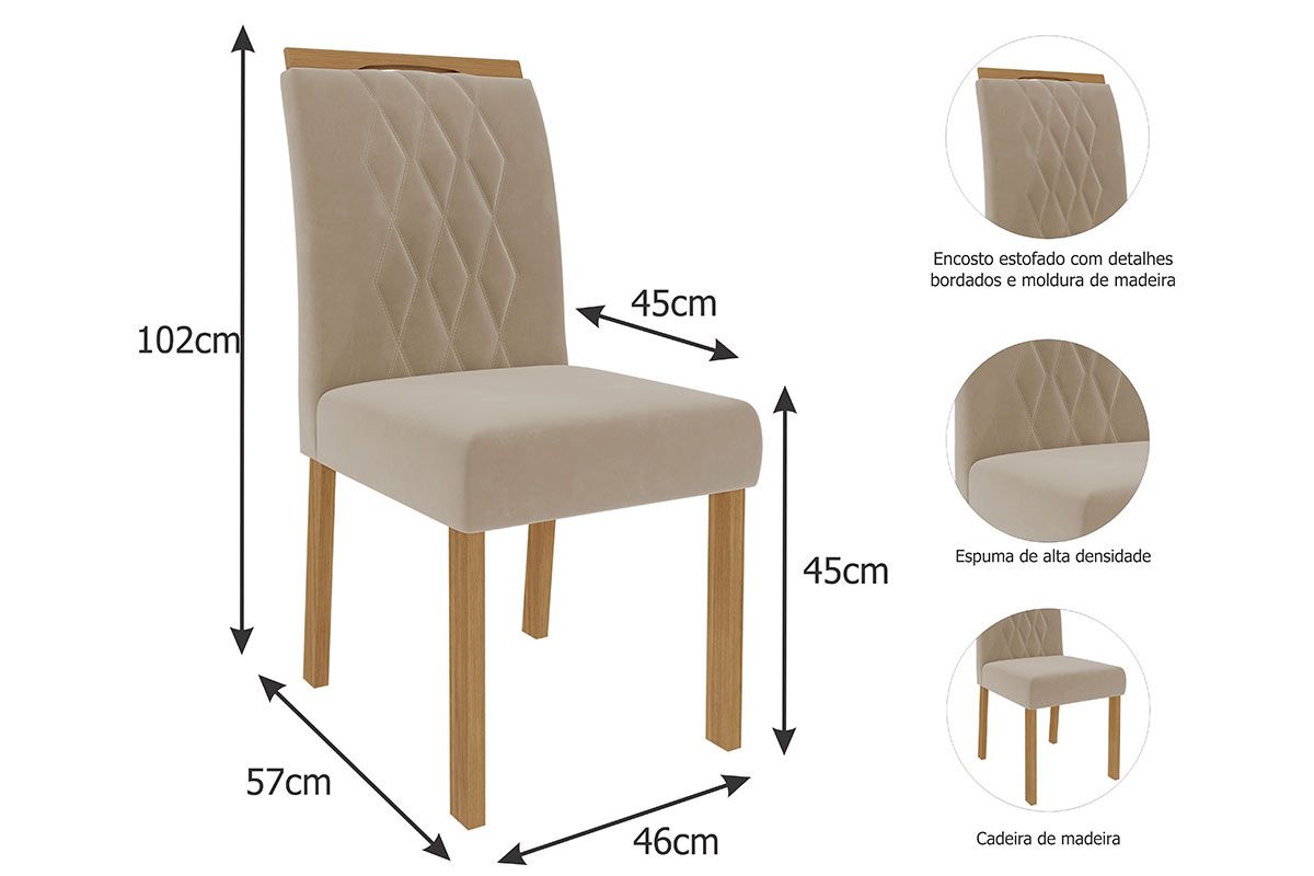 Cadeira Jantar Juliana Wood Kit 4 Un Cimol