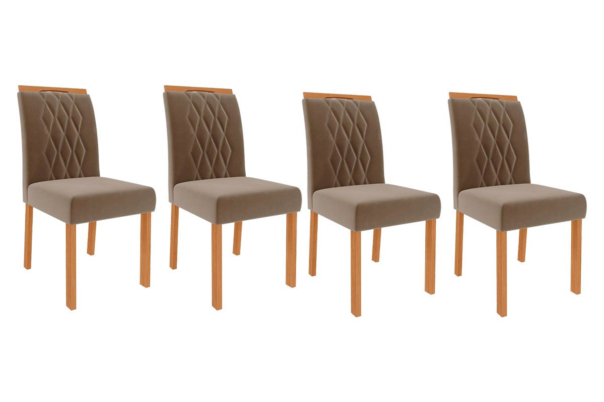 Cadeira Jantar Juliana Wood Kit 4 Un Cimol