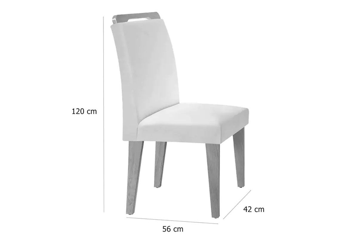 Sala de Jantar Completa Ágata Tampo Madeirado c/ Vidro Canto Reto 120x80cm e 4 Cadeiras Athenas - Rufato
