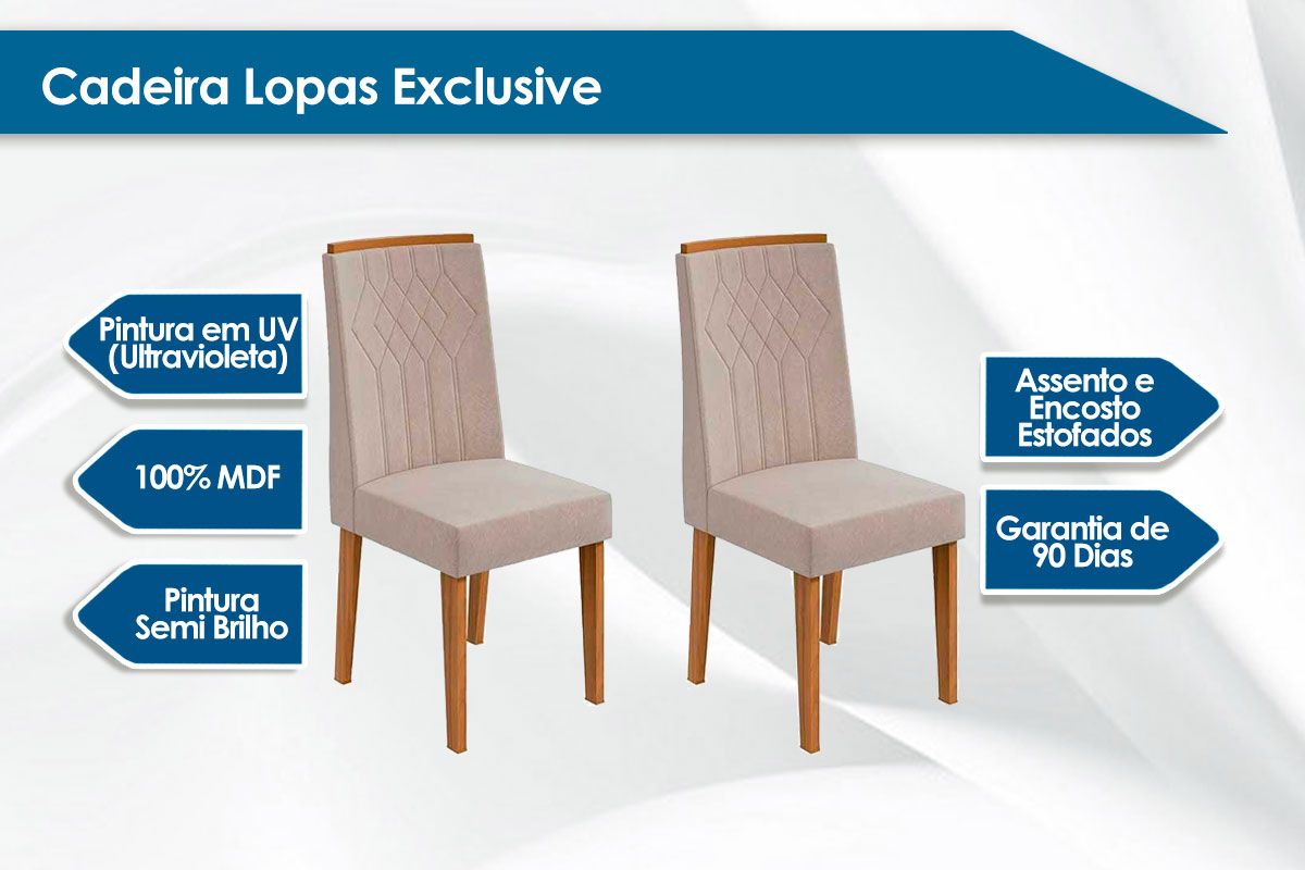 Cadeira Sala de Jantar Exclusive Kit 4 Un - Lopas