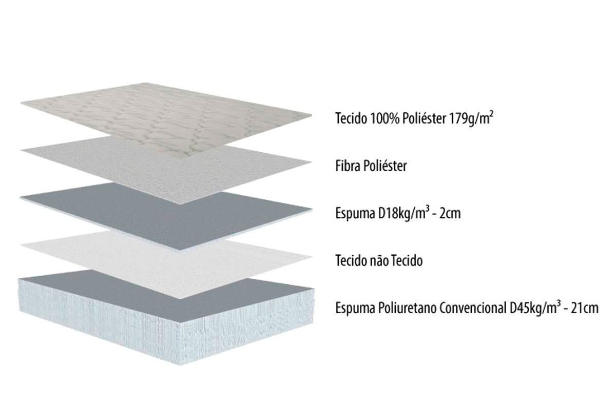 Cama Box Baú CRC +Colchão Espuma D45 Top Herval