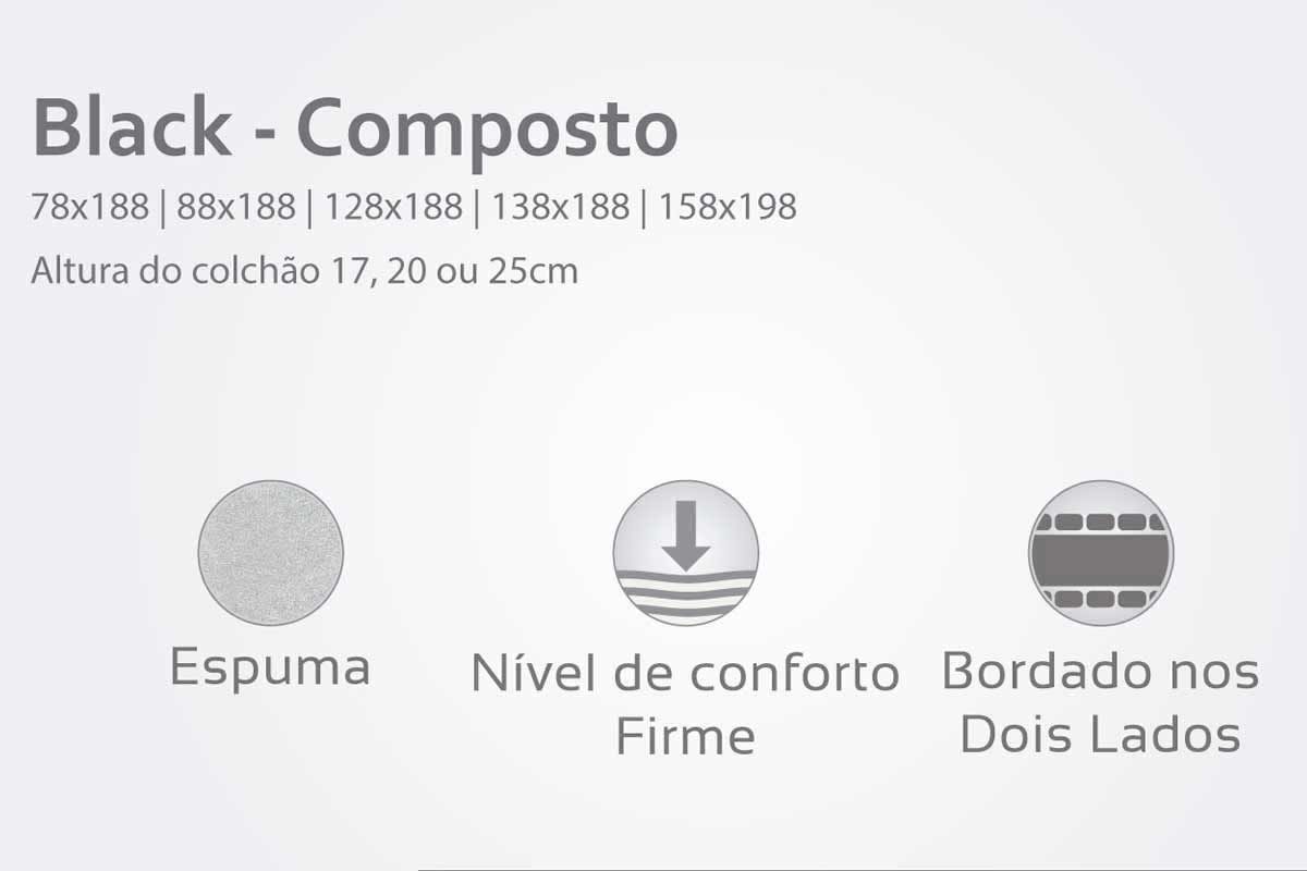 Cama Box Baú CRC +Colchão Ortopédico Black Herval