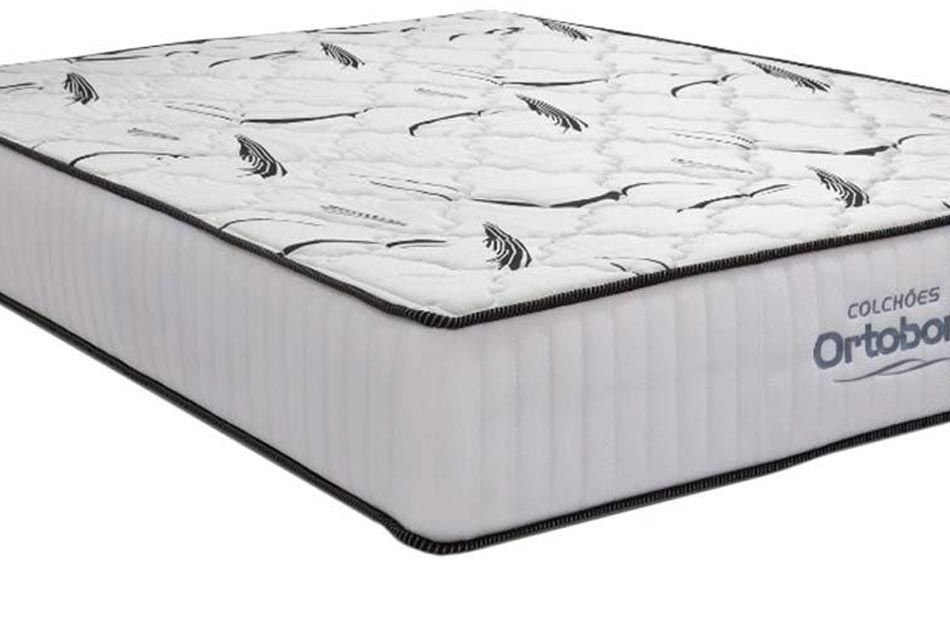 Cama Box Baú: Colchão Espuma Ortobom High Foam + Base CRC Courano White
