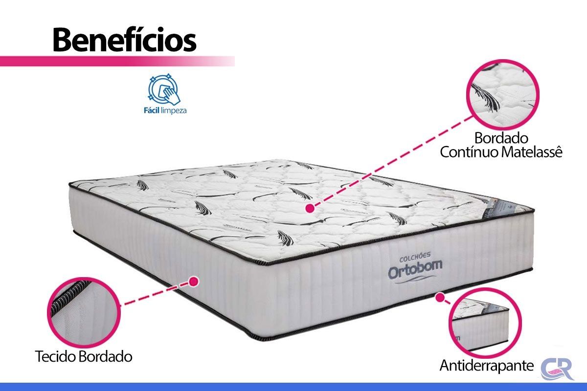 Cama Box Baú CRC +Colchão D45 Hight Foam Ortobom