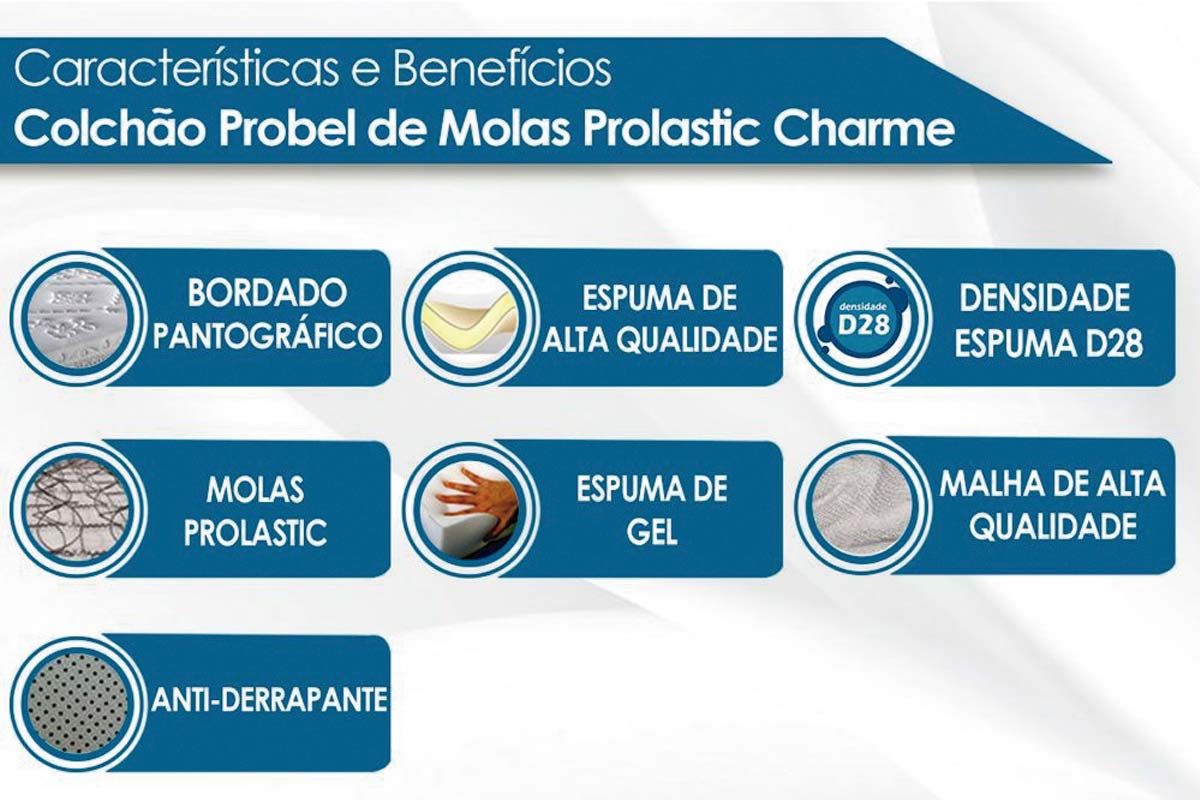 Cama Box CRC +Colchão Molas Charme Probel