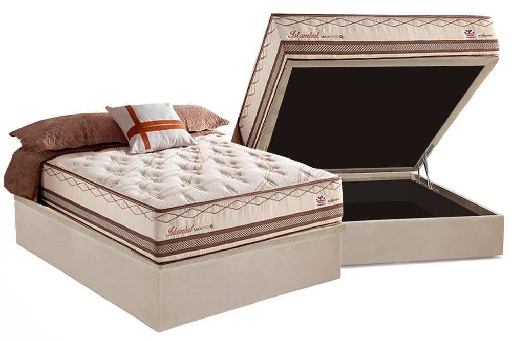 Cama Box Baú CRC +Colchão Molas Istambul Herval
