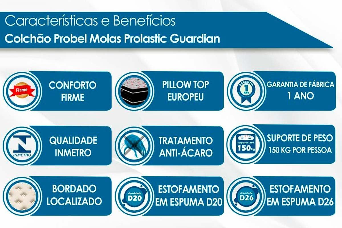 Cama Box CRC +Colchão Molas Guardian Probel