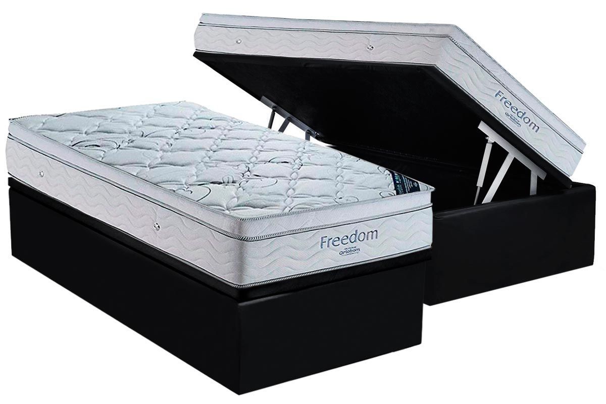 Cama Box Baú CRC +Colchão Molas Freedom Ortobom