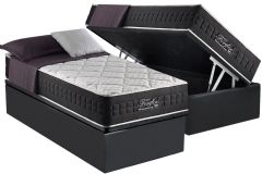 Conjunto Box Baú: Colchão Molas D Angelis Anjos Ensacadas Fort Flex + Base CRC Suede Cinza
