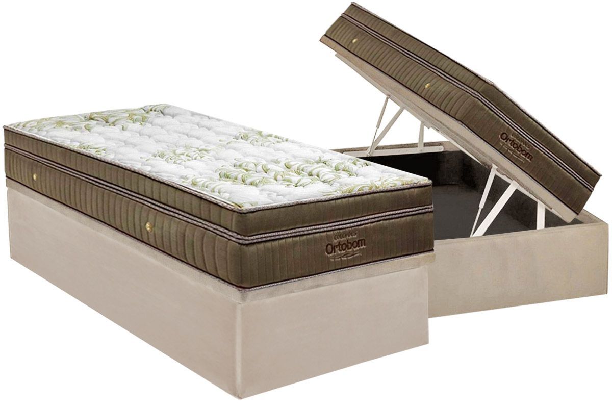 Cama Box Baú CRC +Colchão Molas Ultra Gel Ortobom