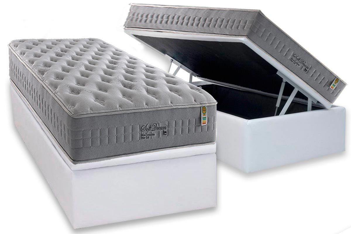 Cama Box Baú CRC +Colchão Molas Soft Dream Anjos