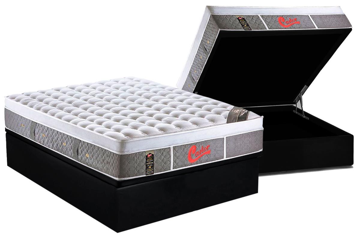 Cama Box Baú CRC +Colchão Molas LightPlush Castor