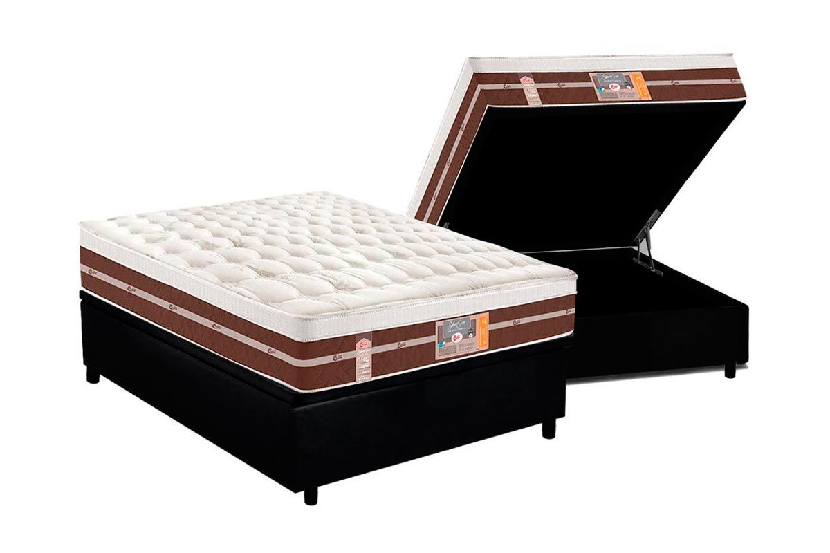 Cama Box Baú CRC +Colchão Molas S Star HD Castor