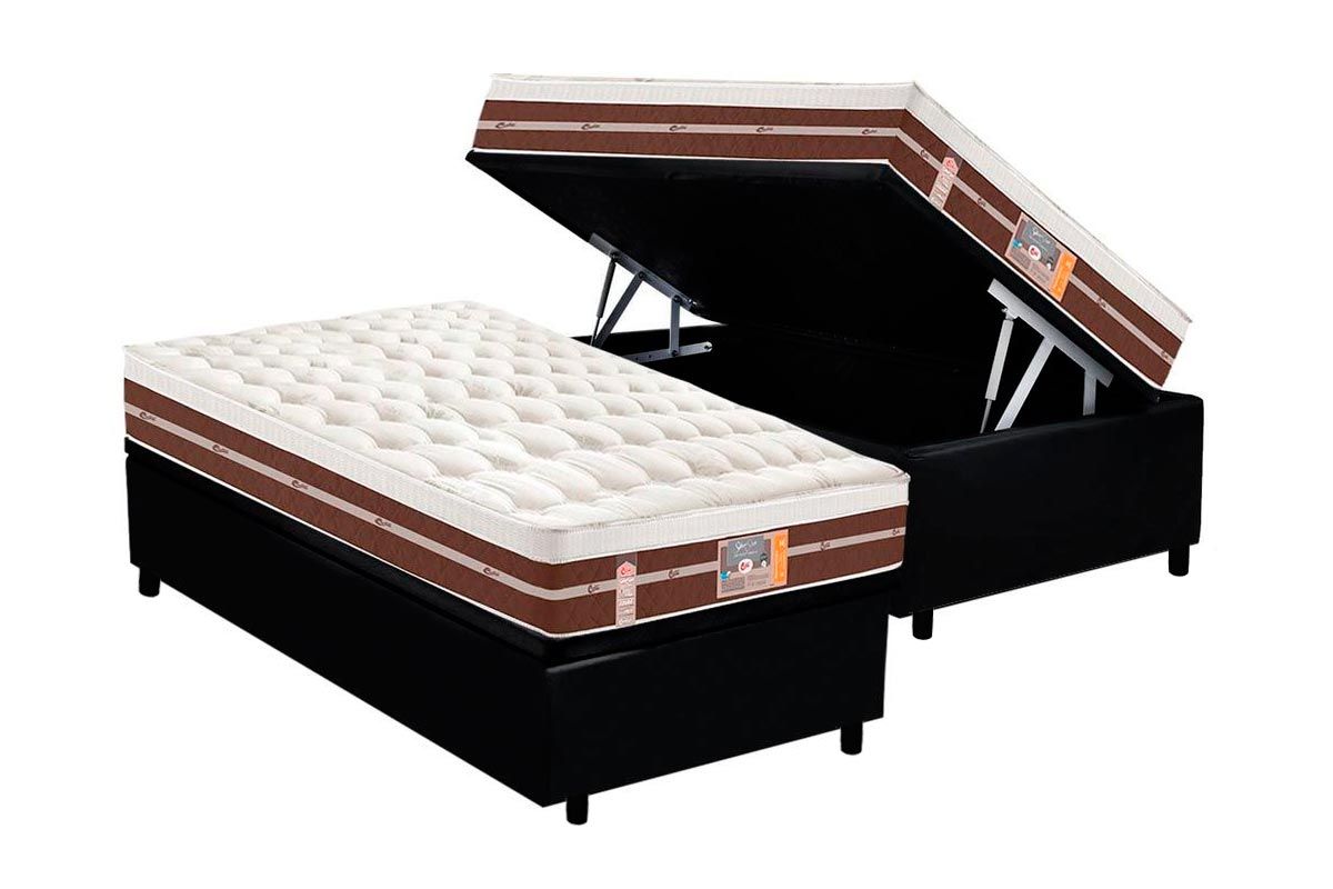 Cama Box Baú CRC +Colchão Molas S Star HD Castor