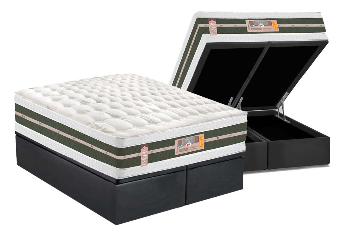 Cama Box Baú CRC +Colchão Molas SilverStar Castor