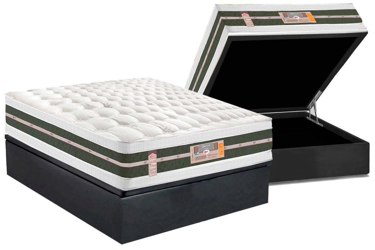 Cama Box Baú CRC +Colchão Molas Silver Star Castor