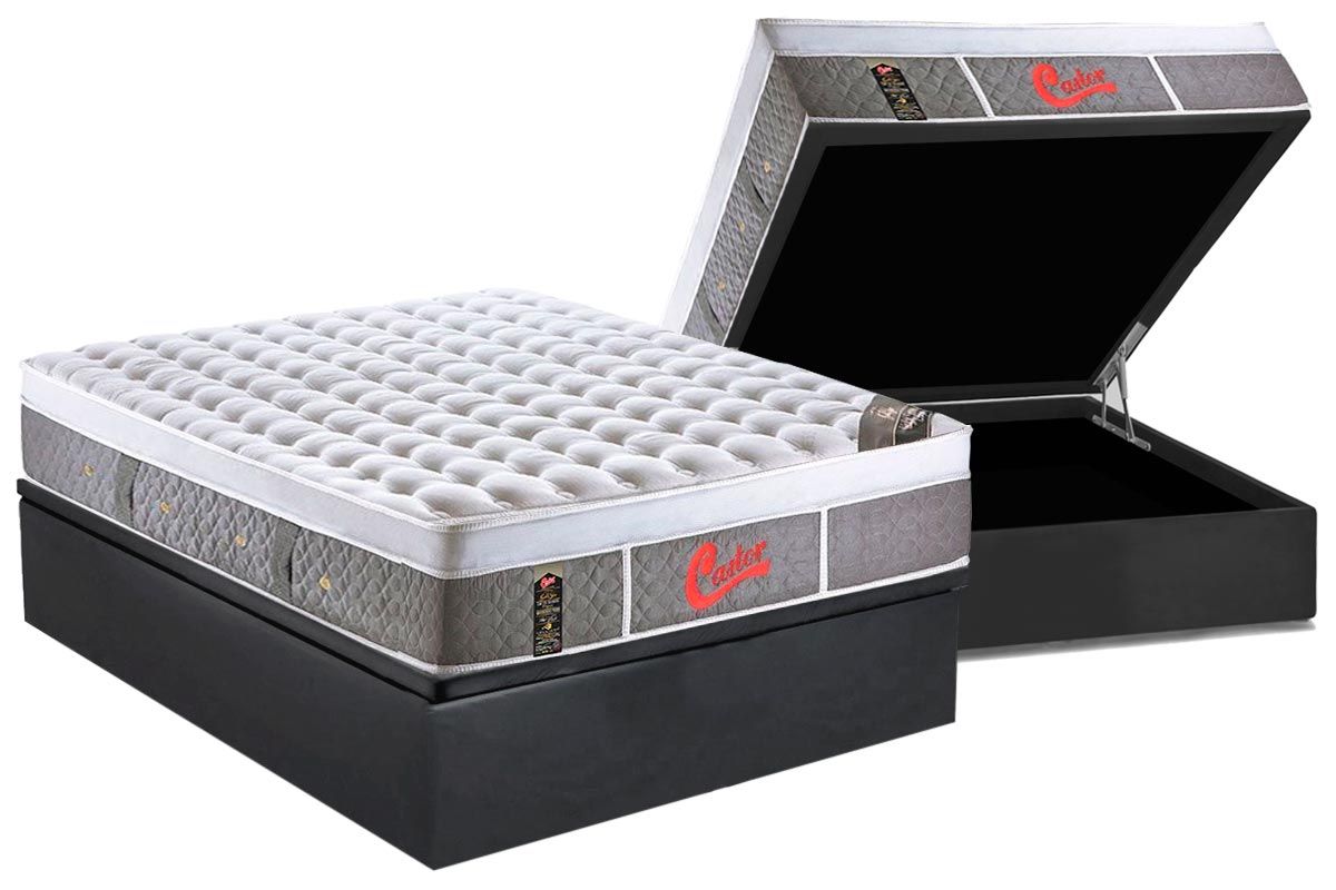 Cama Box Baú CRC +Colchão Molas Light Plush Castor