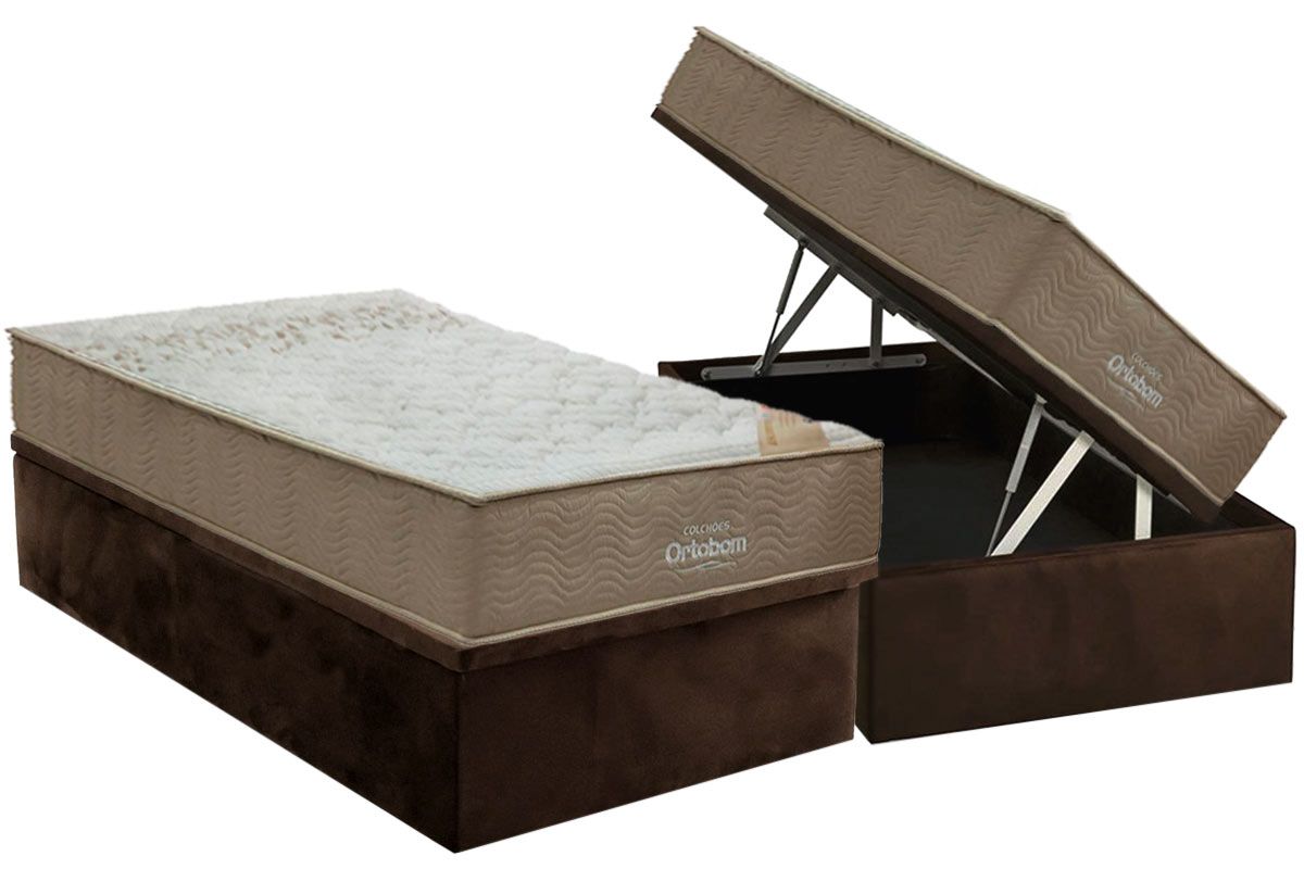 Cama Box Baú CRC +Colchão D33 Viscomemory Ortobom