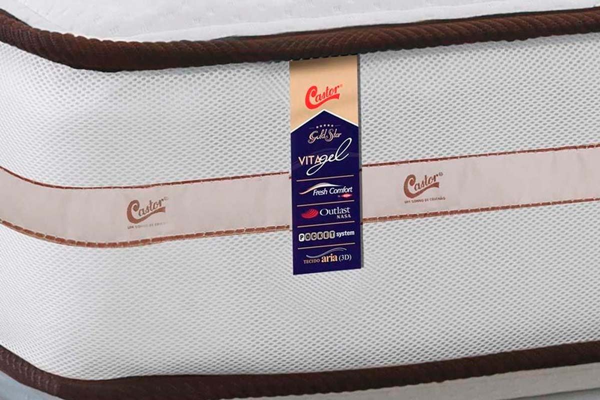 Cama Box Baú CRC +Colchão Molas Classic Castor