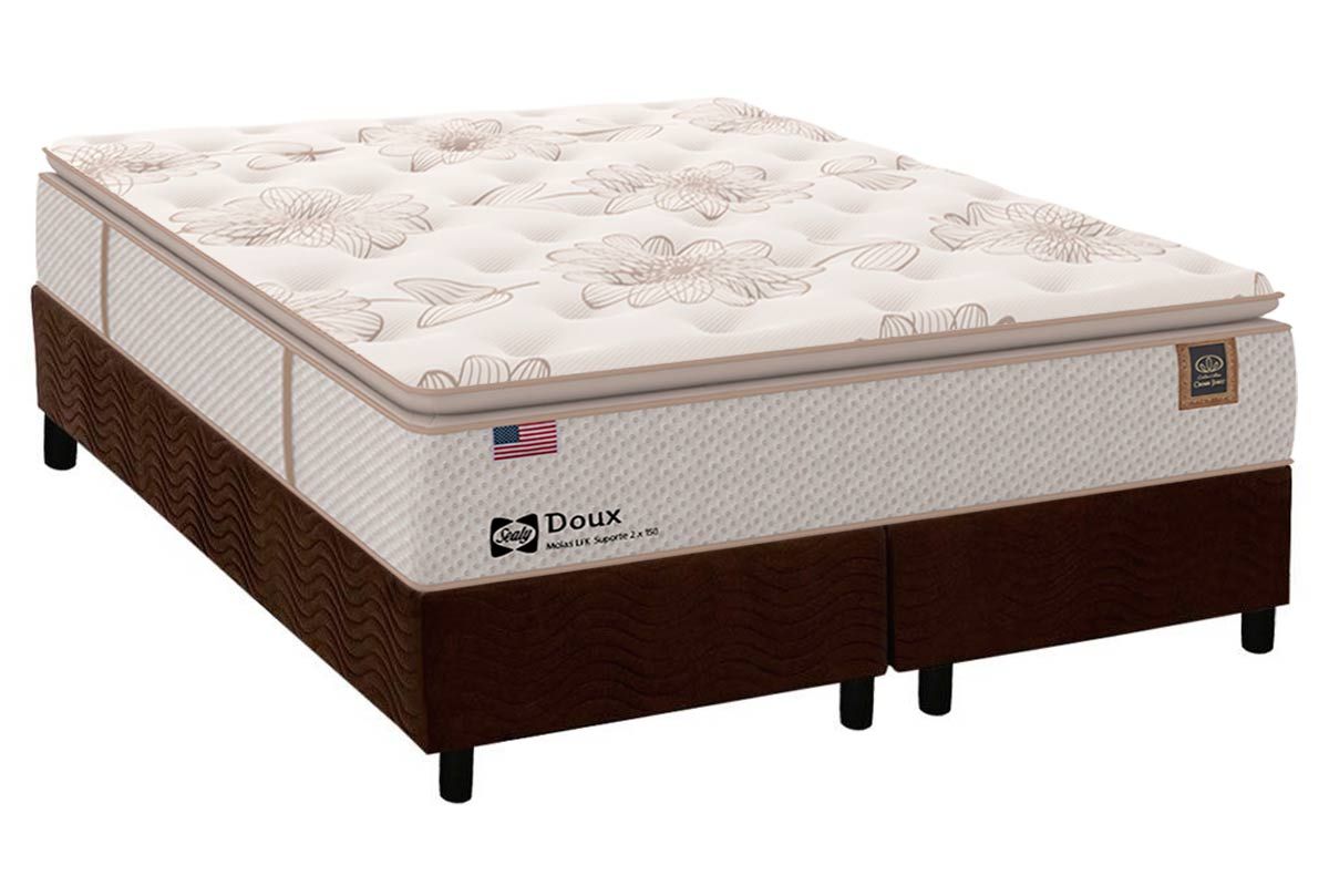 Cama Box CRC +Colchão Molas Doux Confort Sealy